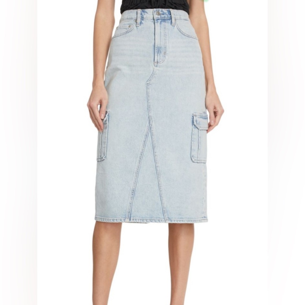 NWT NEW Rails Highland Cargo Denim Skirt MIDI Maxi length blue wash Size 30 y2k